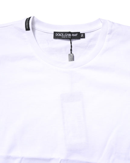 Dolce & Gabbana White Cotton Crew Neck Short Sleeves T-shirt