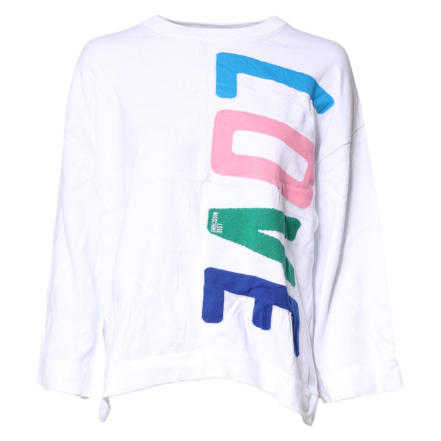 Love Moschino White Graphic Print Cotton Long Sleeves T-shirt