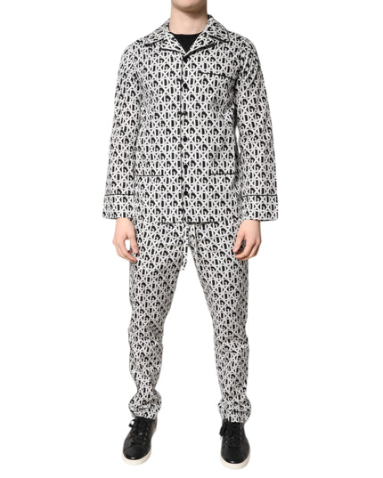 Dolce & Gabbana Black White DG Print Cotton Pajama Set Sleepwear