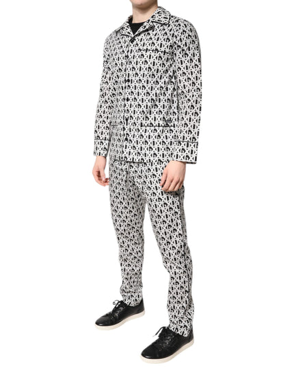 Dolce & Gabbana Black White DG Print Cotton Pajama Set Sleepwear