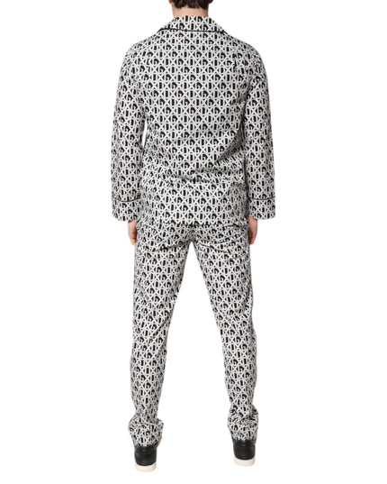 Dolce & Gabbana Black White DG Print Cotton Pajama Set Sleepwear