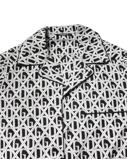 Dolce & Gabbana Black White DG Print Cotton Pajama Set Sleepwear