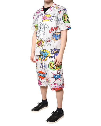 Dolce & Gabbana White Cartoon Print Cotton Men Pajama Set Sleepwear