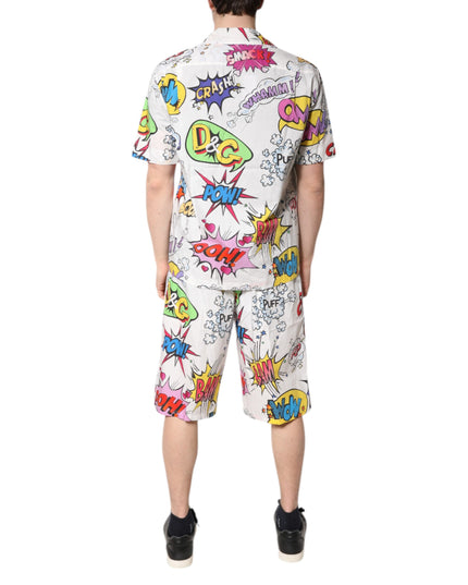 Dolce & Gabbana White Cartoon Print Cotton Men Pajama Set Sleepwear