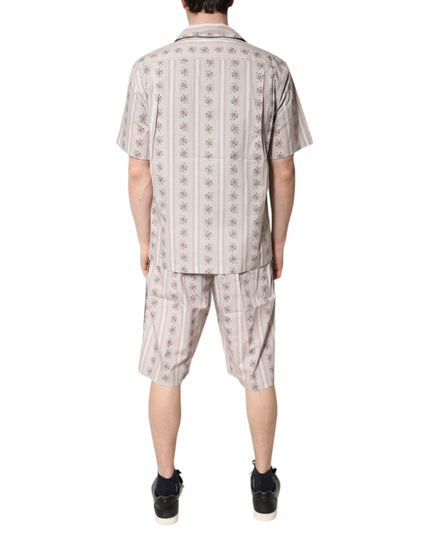 Dolce & Gabbana Beige Floral Print Cotton Men Pajama Set Sleepwear