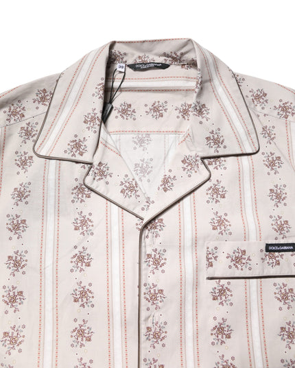 Dolce & Gabbana Beige Floral Print Cotton Men Pajama Set Sleepwear