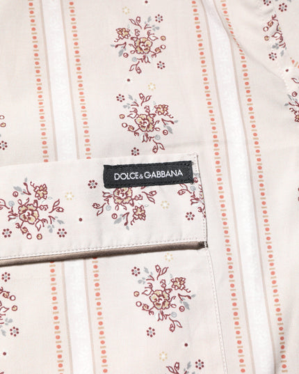 Dolce & Gabbana Beige Floral Print Cotton Men Pajama Set Sleepwear