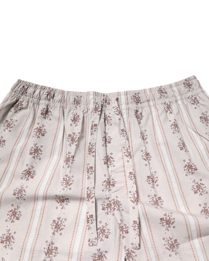 Dolce & Gabbana Beige Floral Print Cotton Men Pajama Set Sleepwear