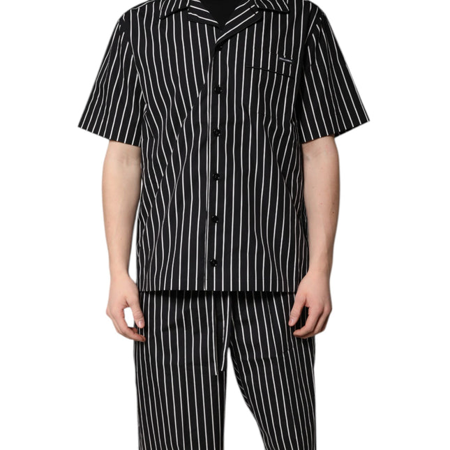 Dolce & Gabbana Black White Stripes Cotton Men Pajama Set Sleepwear