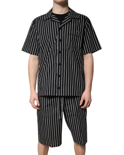 Dolce & Gabbana Black White Stripes Cotton Men Pajama Set Sleepwear