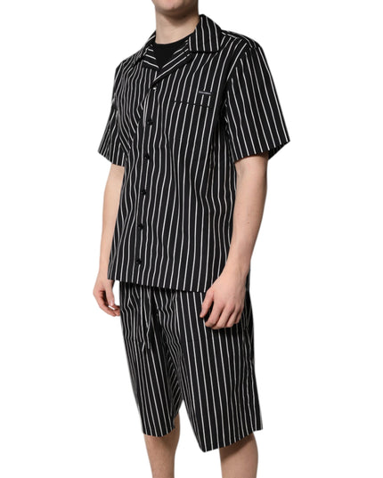 Dolce & Gabbana Black White Stripes Cotton Men Pajama Set Sleepwear