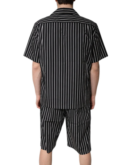 Dolce & Gabbana Black White Stripes Cotton Men Pajama Set Sleepwear
