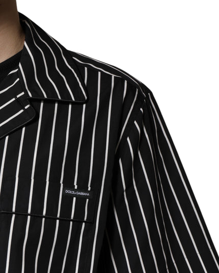 Dolce & Gabbana Black White Stripes Cotton Men Pajama Set Sleepwear