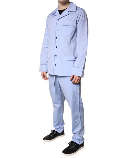Dolce & Gabbana Light Blue DG Logo Cotton Men Pajama Set Sleepwear