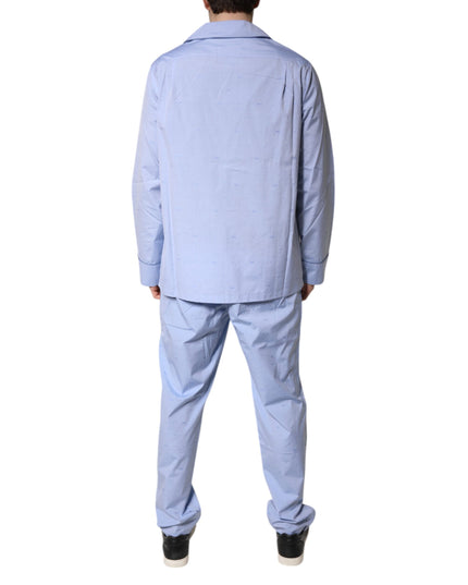 Dolce & Gabbana Light Blue DG Logo Cotton Men Pajama Set Sleepwear