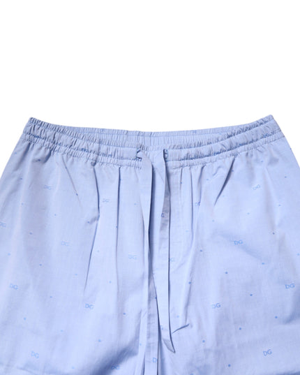 Dolce & Gabbana Light Blue DG Logo Cotton Men Pajama Set Sleepwear