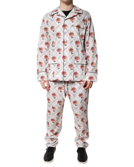 Dolce & Gabbana Multicolor Floral Print Cotton Pajama Set Sleepwear