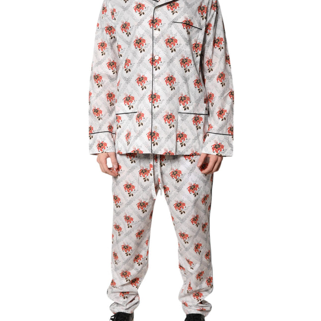 Dolce & Gabbana Multicolor Floral Print Cotton Pajama Set Sleepwear