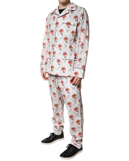Dolce & Gabbana Multicolor Floral Print Cotton Pajama Set Sleepwear
