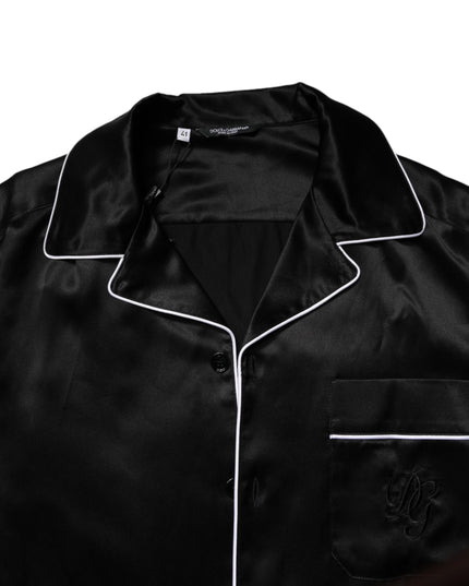 Dolce & Gabbana Black Silk Shirt Pants Pajama Set Sleepwear