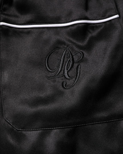 Dolce & Gabbana Black Silk Shirt Pants Pajama Set Sleepwear