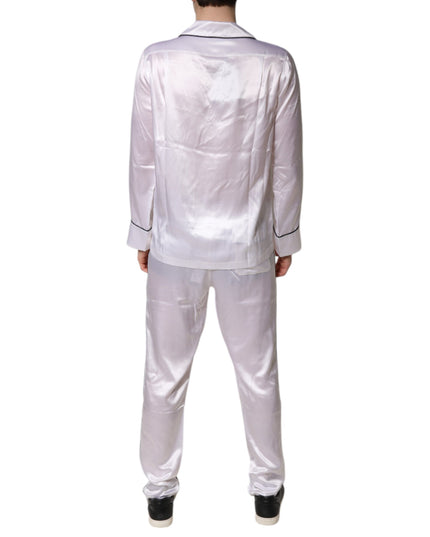 Dolce & Gabbana White Satin Silk Men Pajama Set Sleepwear