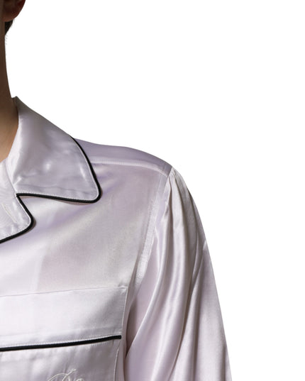 Dolce & Gabbana White Satin Silk Men Pajama Set Sleepwear