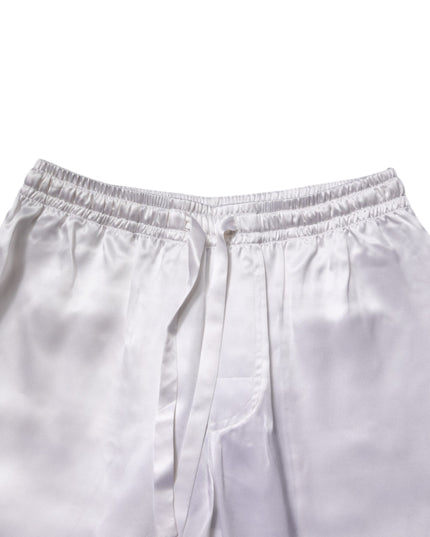 Dolce & Gabbana White Satin Silk Men Pajama Set Sleepwear