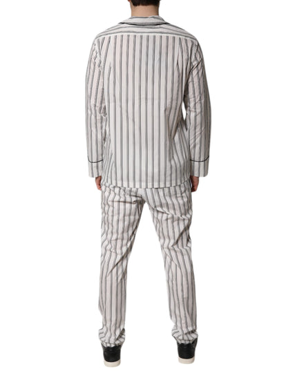 Dolce & Gabbana White Black Stripes Cotton Men Pajama Set Sleepwear