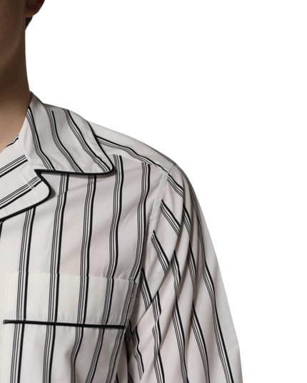 Dolce & Gabbana White Black Stripes Cotton Men Pajama Set Sleepwear