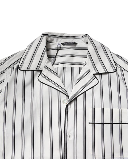 Dolce & Gabbana White Black Stripes Cotton Men Pajama Set Sleepwear