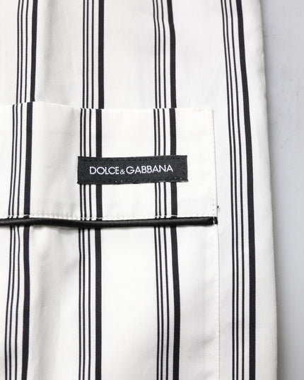 Dolce & Gabbana White Black Stripes Cotton Men Pajama Set Sleepwear