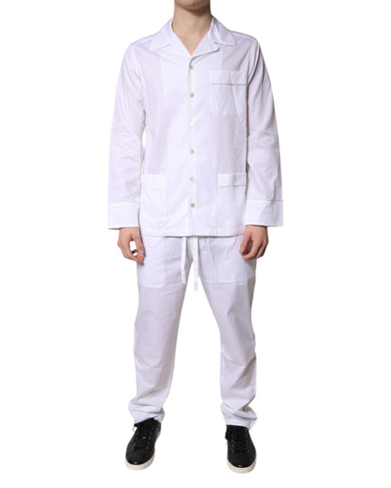 Dolce & Gabbana White Cotton Shirt Pants Pajama Set Sleepwear