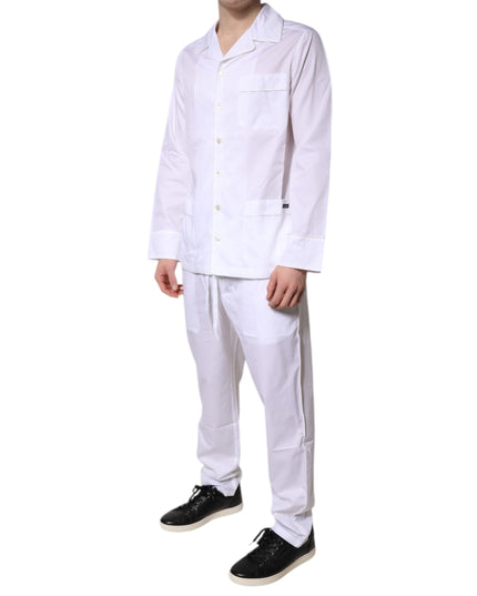 Dolce & Gabbana White Cotton Shirt Pants Pajama Set Sleepwear