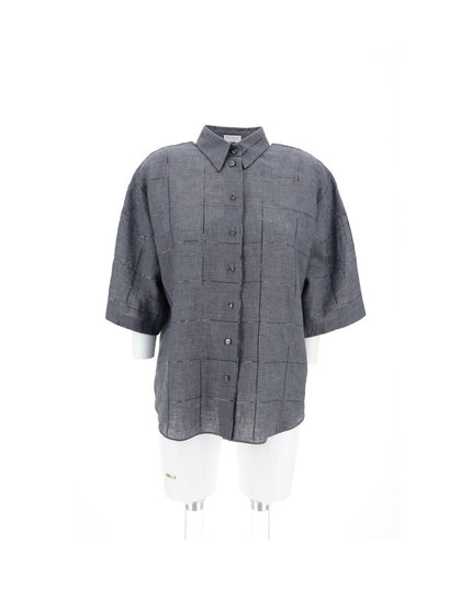 Brunello Cucinelli Gray Linen Shortsleeve Shirt
