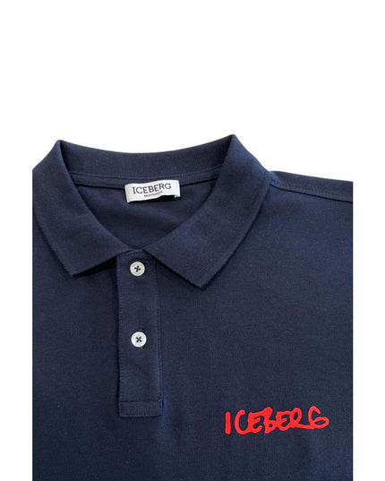 Iceberg Blue Cotton Men Polo Shirt