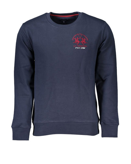 La Martina Blue Cotton Men Sweater