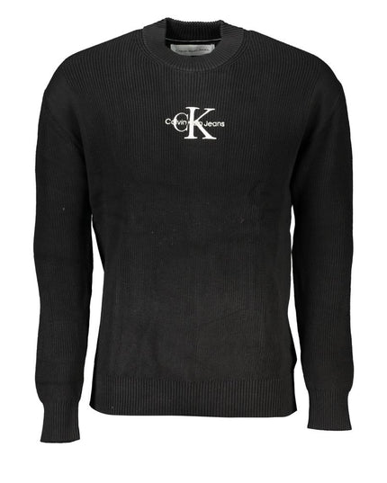 Calvin Klein Sleek Cotton Crew Neck Sweater with Contrast Details