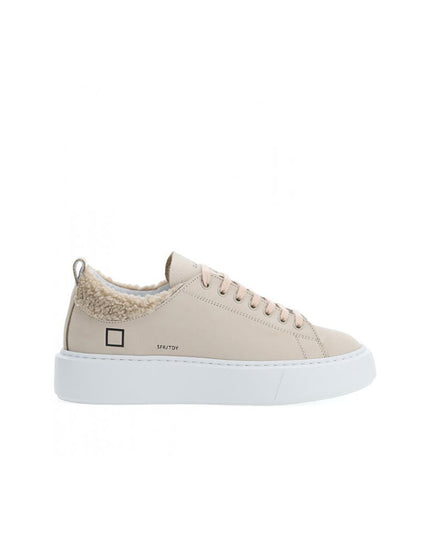 D.A.T.E Beige Leather Sneaker
