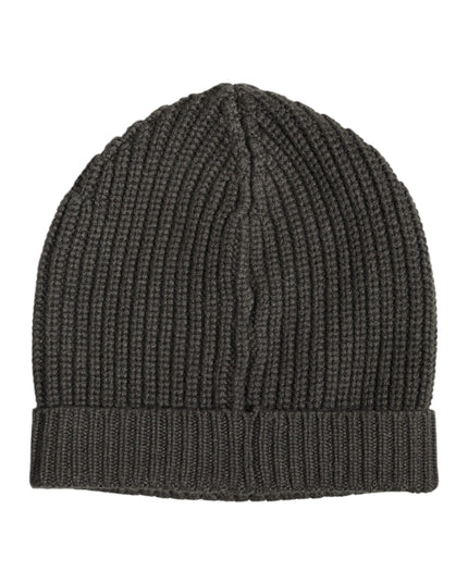 Dolce & Gabbana Dark Gray Cashmere Knit Winter Beanie Hat