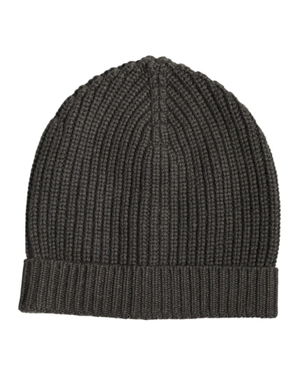 Dolce & Gabbana Dark Gray Cashmere Knit Winter Beanie Hat