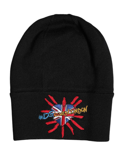 Dolce & Gabbana Black #DGLOVESLONDON Knitted Beanie Hat