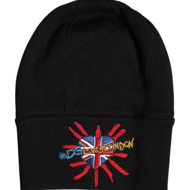Dolce & Gabbana Black #DGLOVESLONDON Knitted Beanie Hat