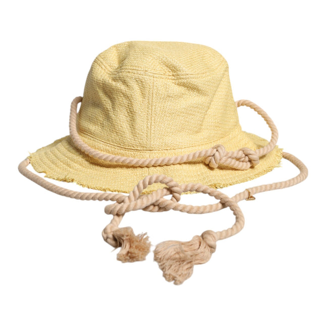 Dolce & Gabbana Yellow Cotton Wide Brim Bucket