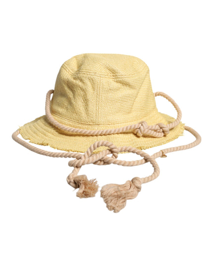 Dolce & Gabbana Yellow Cotton Wide Brim Bucket
