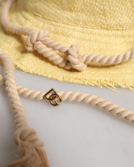 Dolce & Gabbana Yellow Cotton Wide Brim Bucket