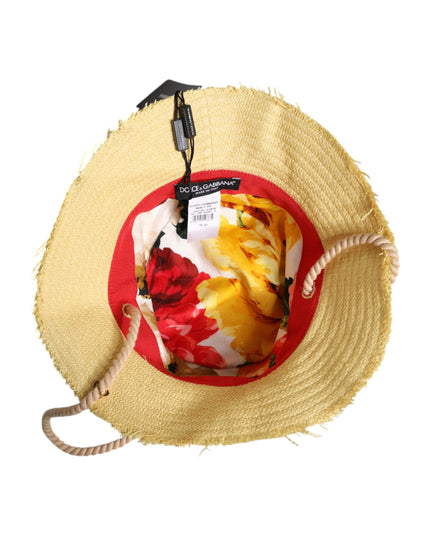 Dolce & Gabbana Yellow Cotton Wide Brim Bucket