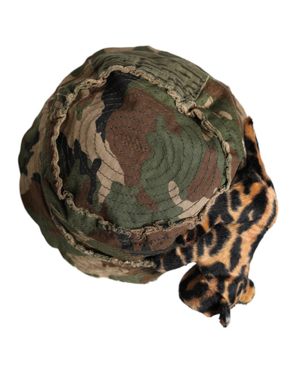Dolce & Gabbana Multicolor Leopard Embellish Wide Brim Bucket Hat
