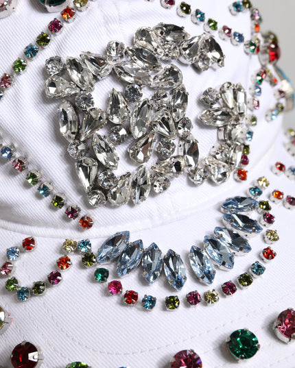 Dolce & Gabbana White Multicolor Crystal Embellish Baseball Cap