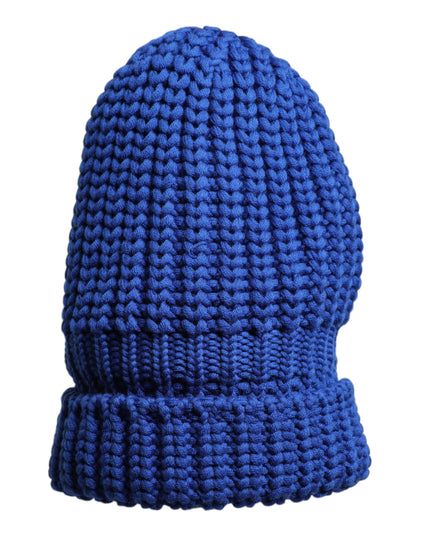 Dolce & Gabbana Blue Wool Knitted Winter Beanie Hat